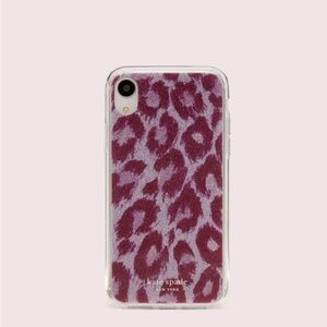 kate spade ♠️ NEW Leopard Glitter Print Phone Case Purple Pink iPhone XS & X